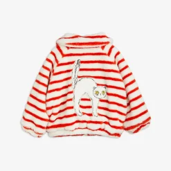 Angry Cat Embroidered Faux Fur Jacket