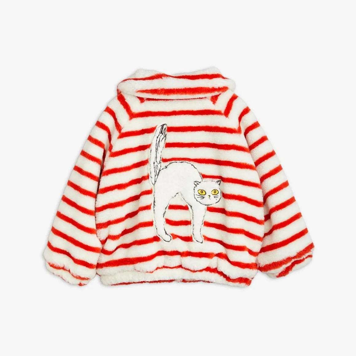 Angry Cat Embroidered Faux Fur Jacket