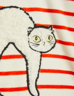 Angry Cat Embroidered Velour Sweatshirt