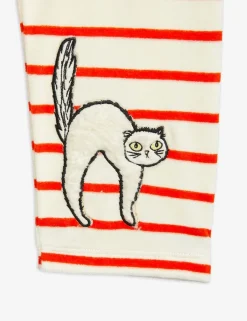 Angry Cat Embroidered Velour Trousers