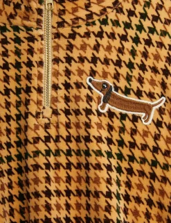 Dog Embroidered Velour Half-Zip