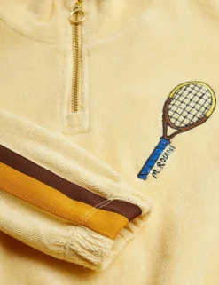 Tennis Embroidered Half Zip Sweatshirt