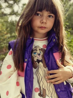 Zipper Sleeve Puffer Jacket Purple